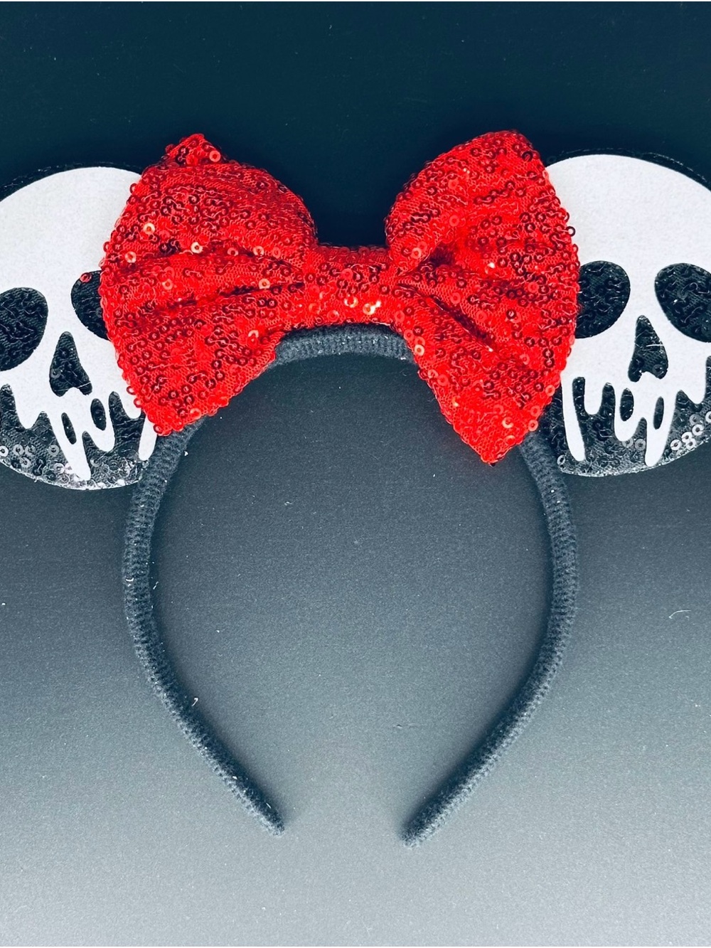 Dripping Skull Halloween Sequin Bow Mouse Ears/Headband